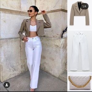Zara Trendy Top Stitched Cropped Blazer